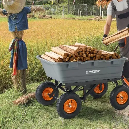 VEVOR Transportwagen, Gartenkarre mit leicht zu montierendem Stahlrahmen, Gartenwagen mit umwandelbarem 2-in-1-Griff, Mehrzweck-Schubkarre mit 680 Tragfähigekit, ca. 33 cm Reifen – Bild 7