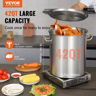 VEVOR Kochtopf 39,7 L Edelstahl, 350 x 410 mm Großvolumiger Suppentopf Komposit-Basis, als Spargeltopf Soßentopf Geeignet, Praktischer Küchentopf Große Zutaten, Induktionsherd Topf Induktionskochtopf VEVOR Kochtopf 39,7 L Edelstahl, 350 x 410 mm Großvolumiger Suppentopf Komposit-Basis, als Spargeltopf Soßentopf Geeignet, Praktischer Küchentopf Große Zutaten, Induktionsherd Topf Induktionskochtopf