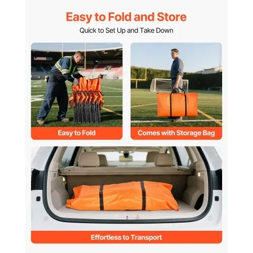 VEVOR tragbare Mannschaftsbank Sitzbank Campingbank (6 Personen) mit Seitentaschen & Tragetasche, Klappbank mit Rückenlehne, Seitenbank Sportbank für Fußball Baseball Outdoor-Aktivitäten Orange – Bild 3