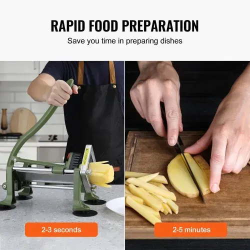 VEVOR Pommes-Frites-Schneider, Kartoffelschneider mit 1/2 Zoll, 3/8 Zoll und 1/4 Zoll Edelstahlklingen, manueller Kartoffelzerkleinerer mit Saugnäpfen, ideal für Kartoffeln Pommes Frites Gemüse – Bild 3