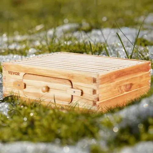 VEVOR Bienenstock-Starterset, mittlere Box, 100 % mit Bienenwachs beschichtetes natürliches Tannenholz, Langstroth-Bienenstock-Set mit 10 Rahmen und Mittelwänden, transparente Bienenfenster aus Acryl – Bild 7