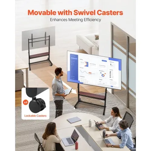 VEVOR rollbarer TV-Ständer TV-Wagen für 1397-2540 mm Bildschirme, höhenverstellbarer tragbarer Monitorständer mit Ablage bis zu 92,99 kg für Wohnzimmer Schlafzimmer Büro (Max VESA 800 x 600 mm) – Bild 2