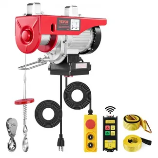 VEVOR Elektrische Seilwinde, 600 kg, Motorwinde mit 100 m kabelloser und 4,2 kabelgebundener Fernbedienung, 12 m Hubhöhe mit Einzelkabel, Einzel-/Doppelschlingen, Hebezeug für Garage, Lager, Fabrik VEVOR Elektrische Seilwinde, 600 kg, Motorwinde mit 100 m kabelloser und 4,2 kabelgebundener Fernbedienung, 12 m Hubhöhe mit Einzelkabel, Einzel-/Doppelschlingen, Hebezeug für Garage, Lager, Fabrik