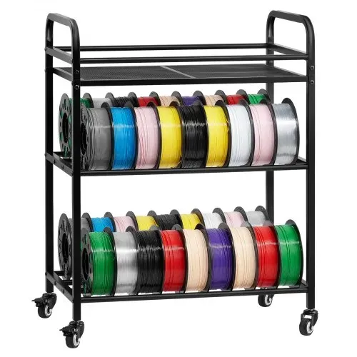 VEVOR Filament Lagerregal für 3D-Drucker, 3 Ebenen, 680 x 400 x 880 mm, Filamentspulenhalter auf Rädern, 3D-Druckerzubehör Organizer für 3D-Druckstudio, Büro, Werkstatt, Schwarz – Bild 10
