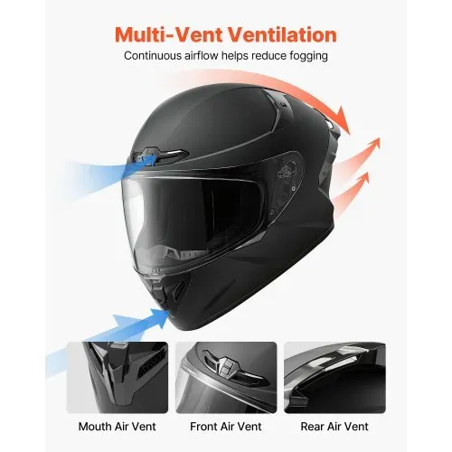 VEVOR Integralhelm Größe M, Motorradhelm mit Klarem Visier ECE 22.06 Zertifiziert Vollvisierhelm für Damen & Herren Vollvisierhelm mit Bluetooth-Lautsprecherfach, Mopedhelm Full Face Schwarz – Bild 5