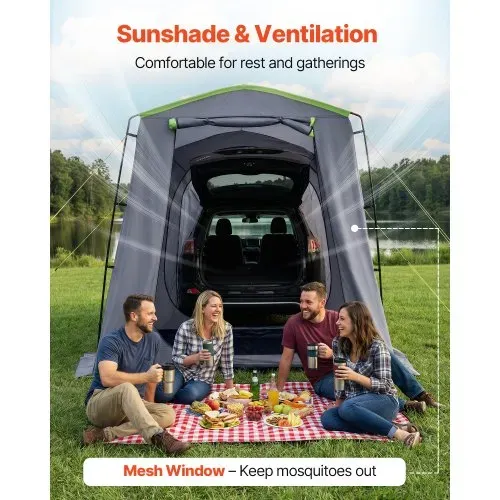 VEVOR Heckklappenzelt Autozelt für 5-9 Personen 323 x 244 x 220 cm, Wasserdichtes (PU3000 mm) Campingzelt mit Belüfteten Türen & Moskitonetzen, SUV-Heckzelt für Camping Wandern Outdoor-Aktivitäten – Bild 3
