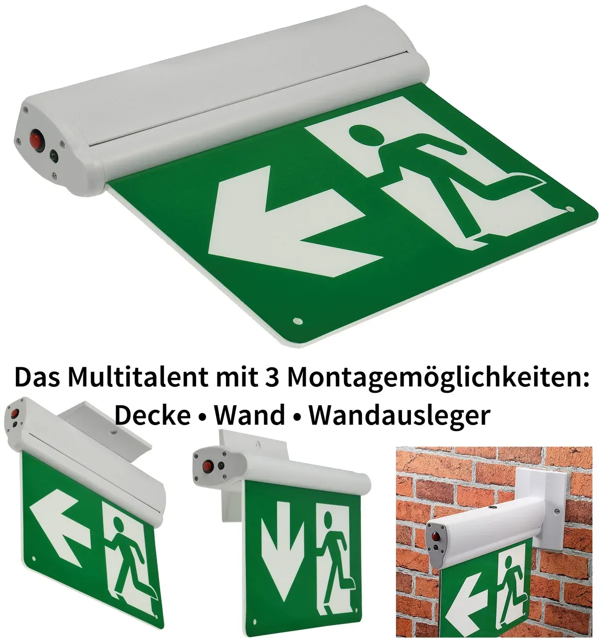 LED Fluchtwegleuchte “NL-8 Multi” Erkennungsw. 25m, IP20, Decken+Wandmont. LED Fluchtwegleuchte “NL-8 Multi” Erkennungsw. 25m, IP20, Decken+Wandmont.