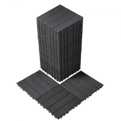 VEVOR Terrassenfliesen, 36er-Set, Balkonfliesen 30 x 30 cm, Klickfliesen, wasserdichter Kunststoff-Bodenbelag für den Außenbereich, Terrassenbodenbelag für Veranda, Pool, Balkon, Hinterhof, Dunkelgrau VEVOR Terrassenfliesen, 36er-Set, Balkonfliesen 30 x 30 cm, Klickfliesen, wasserdichter Kunststoff-Bodenbelag für den Außenbereich, Terrassenbodenbelag für Veranda, Pool, Balkon, Hinterhof, Dunkelgrau