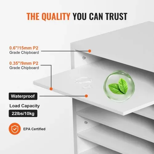 VEVOR 355 x 305 x 330 mm Briefablage Schreibtisch Organizer, 2,3–5,6 cm Einstellbar A4 Stapelbar Quer, Papierablage, Aufbewahrung Schreibtisch Ablagesystem Organisation, Ablage (Weiß, 5 Fächer) – Bild 2