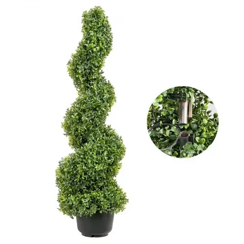 VEVOR 2 Stk. Künstlicher Buchsbaum Turm Formschnitt Spirale Kunstpflanze 91cm hoch Dekopflanze Grüne Plastikpflanze aus PE Eisen Formschnittpflanzen inkl. 10 Stk. Ersatzblätter – Bild 9
