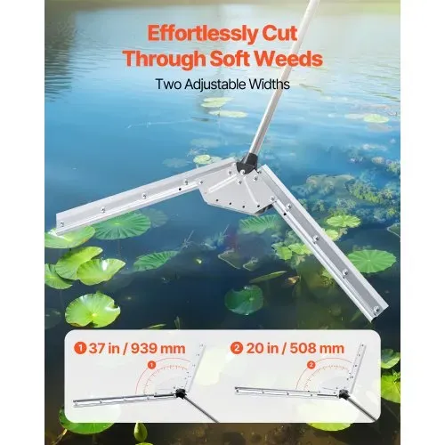 VEVOR Teichrechen, Wasser Unkrautrechen mit 939 mm max. Schnittbreite, Stahlklingen, See-Unkrautschneider mit 9 m Nylonseil, Seerechen zum Entfernen von Rohrkolben, Schilf, Seerosenblätter VEVOR Teichrechen, Wasser Unkrautrechen mit 939 mm max. Schnittbreite, Stahlklingen, See-Unkrautschneider mit 9 m Nylonseil, Seerechen zum Entfernen von Rohrkolben, Schilf, Seerosenblätter