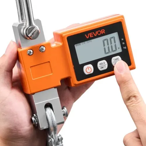 VEVOR Kranwaage 500 kg, Digitale Industriewaage mit Gehäuse aus Aluminiumguss & LCD-Display, Wildwaage 100-g-Teilung & 3-Stufiger, Abschaltautomatik, Hakenwaage, Zugwaage für Garagen, Werkstatt – Bild 9