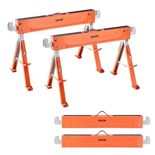 VEVOR Unterstellbock, 2er-Pack Arbeitsböcke, 816,5 kg, Klappbock mit klappbaren Beinen, höhenverstellbar, Sägebock mit rutschfesten Fußpolstern, für Holzarbeiten, Tischler & Bauunternehmer VEVOR Unterstellbock, 2er-Pack Arbeitsböcke, 816,5 kg, Klappbock mit klappbaren Beinen, höhenverstellbar, Sägebock mit rutschfesten Fußpolstern, für Holzarbeiten, Tischler & Bauunternehmer