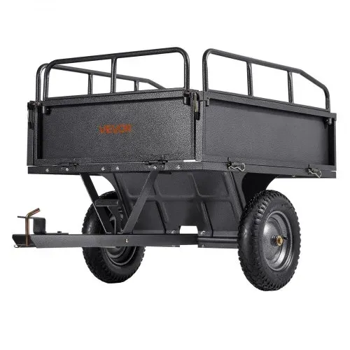 VEVOR Kippanhänger, 226,79 kg Fassungsvermögen, ATV-UTV-Transportanhänger 142x76x70 cm, Kippwagen mit 35,56 cm Reifen, Handzug oder Fußpedal, Hofanhänger für Rasenmähertraktoren – Bild 8