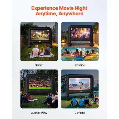 VEVOR aufblasbare Filmleinwand Projektion Beamer Leinwand aus 600D, Projektionsleinwand mit tragbarer Aufbewahrungstasche, 16:9, Filmprojektion für Heimkino Mottoparty Poolspaß ( 378 x 130 x 317 cm) – Bild 5
