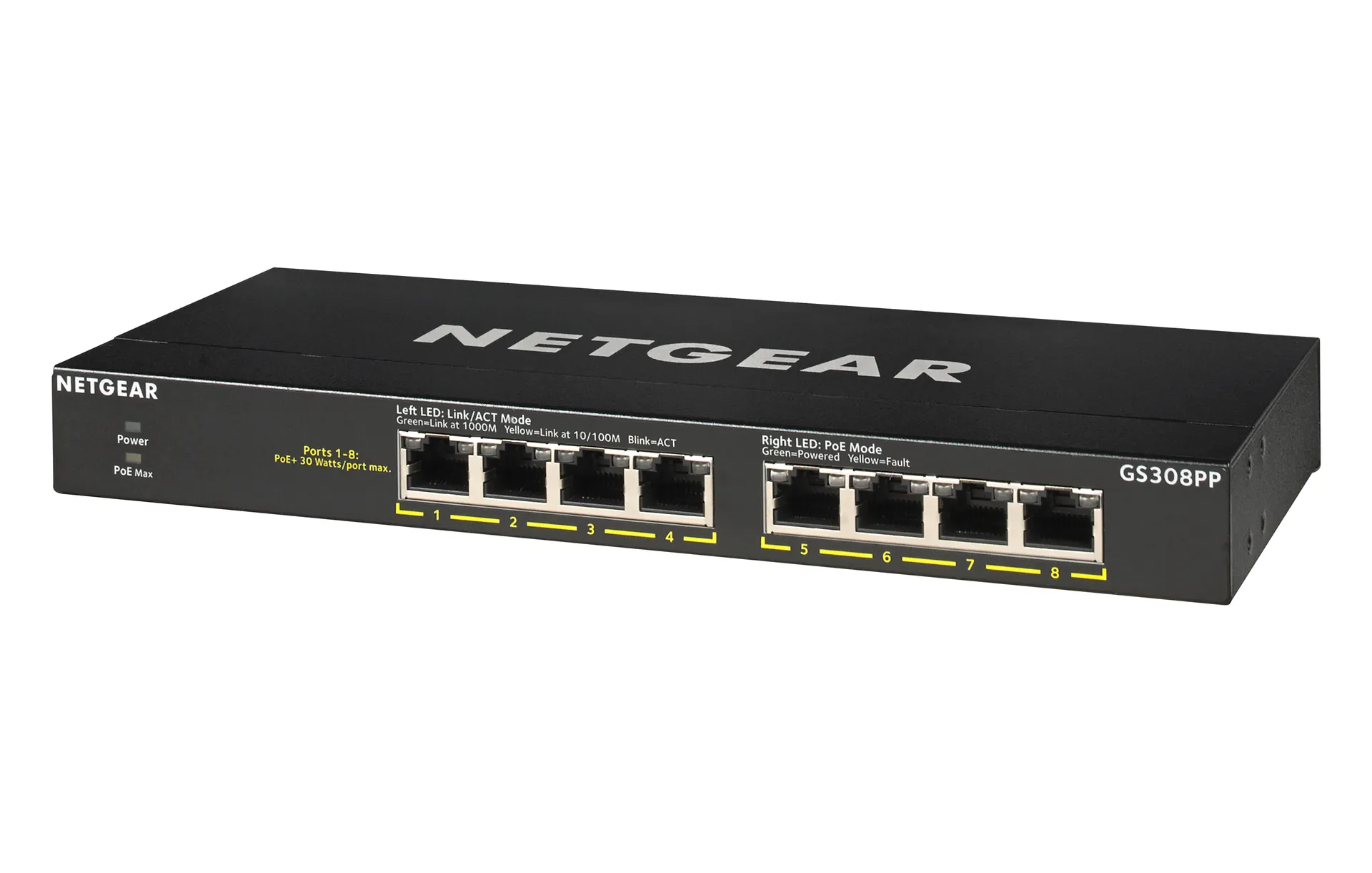 NETGEAR GS308PP Unmanaged Gigabit Ethernet (10/100/1000) Power over Ethernet (PoE) Schwarz – Bild 4