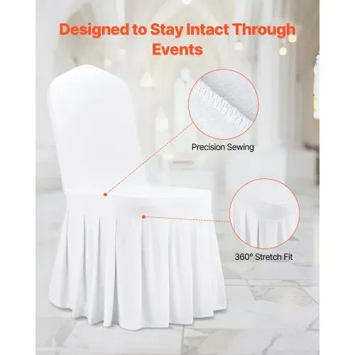 VEVOR Stuhlhussen Stuhlbezug mit flacher Vorderseite 30 Stk. waschbarer Stuhlüberzug aus Polyester-Spandex für Hochzeitsfeiern Esszimmerbankette, passend für Stühle (51 x 45 x 95 cm) Weiß – Bild 5