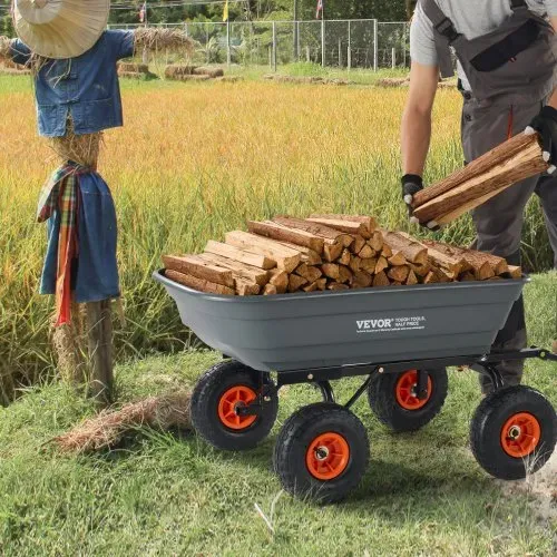 VEVOR Transportwagen, Gartenkarre mit leicht zu montierendem Stahlrahmen, Gartenwagen mit umwandelbarem 2-in-1-Griff, Mehrzweck-Schubkarre mit 270 kg Tragkraft, 25,4 cm Reifen – Bild 7