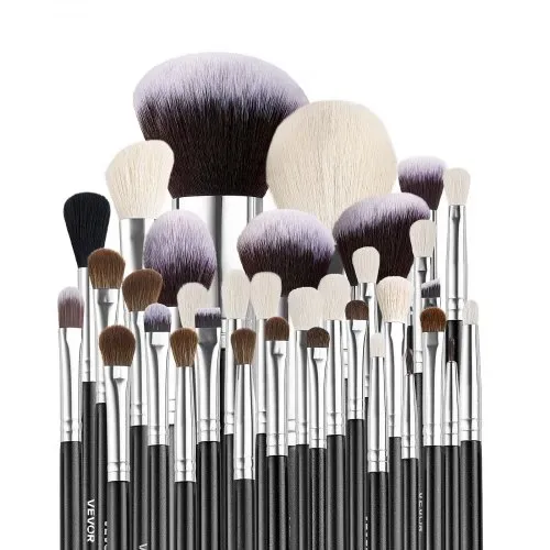VEVOR Pinselset Makeup, 34-teilig, professionelles Schminkpinsel Set für Foundation, Lidschatten, Concealer, Rouge, mit weichen Borsten, ergonomischem Holzgriff, Reise-Aufbewahrungsetui – Bild 9