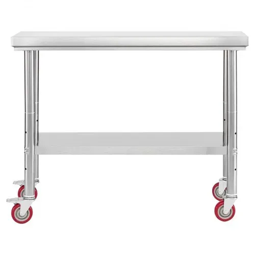 VEVOR Edelstahltisch Arbeitstisch Küchentisch (90 x 60 cm) zur Lebensmittelzubereitung mit Rädern, Zubereitungstisch mit verstellbaren Unterregal für Großküchen Restaurants Hotels Garagen Outdoor – Bild 10