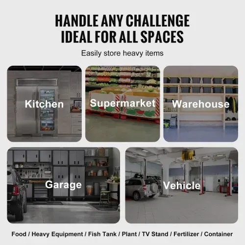 VEVOR Aluminium-Stauregal, 48 x 14 Zoll großes kommerzielles Bodenregal für Lebensmittel, 8 Zoll über dem Boden, 1000 lbs Tragkraft, komplett verschweißtes Aluminium-Lagerregal, zur Lagerung in Restaurants, Küchen, Garagen und Fahrzeugen – Bild 5