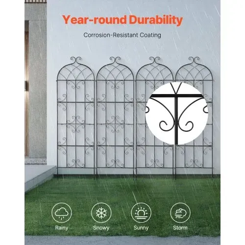 VEVOR Rankhilfe für Kletterpflanzen, 51x180cm, 4er-Set rostfreies Metallspalier für Gartenblumen, Rankgitter für Rosen, Kletterhilfe, Gurkenstütze, dekoratives Clematis-Spalier für Innenhöfe & Rasen – Bild 3