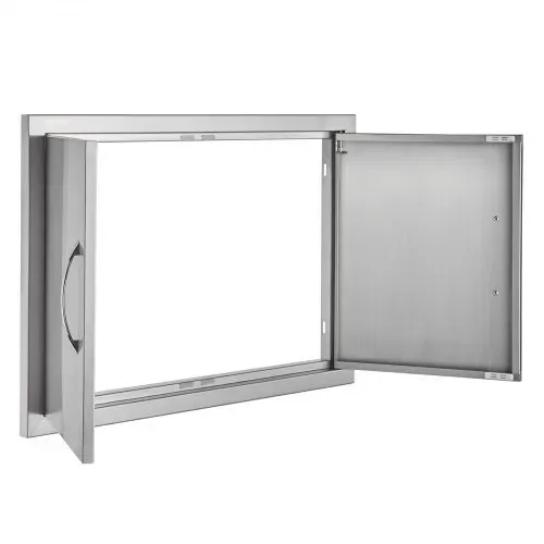 VEVOR Grill-Zugangstür, 711 x 482 mm, Doppelte Außenküchentür, Flächenbündig Montierte Edelstahltür, Vertikale Wandtür mit Griffen, für Grillinsel, Grillstation, Außenschrank – Bild 10