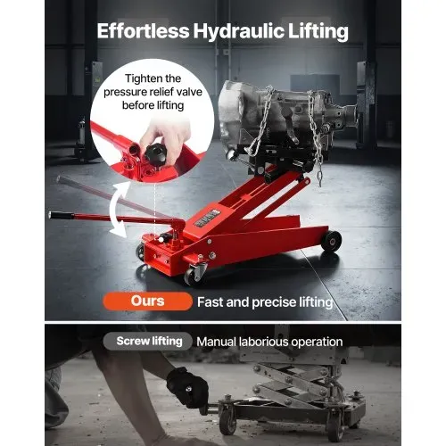 VEVOR Wagenheber mit niedrigem Profil 450 kg, hydraulischer Rangierwagenheber mit 16–64 cm Hubhöhe & flexiblen 360°-Schwenkrädern, Hochleistungs-Hebebühne für Garage / Werkstatt Rot – Bild 4