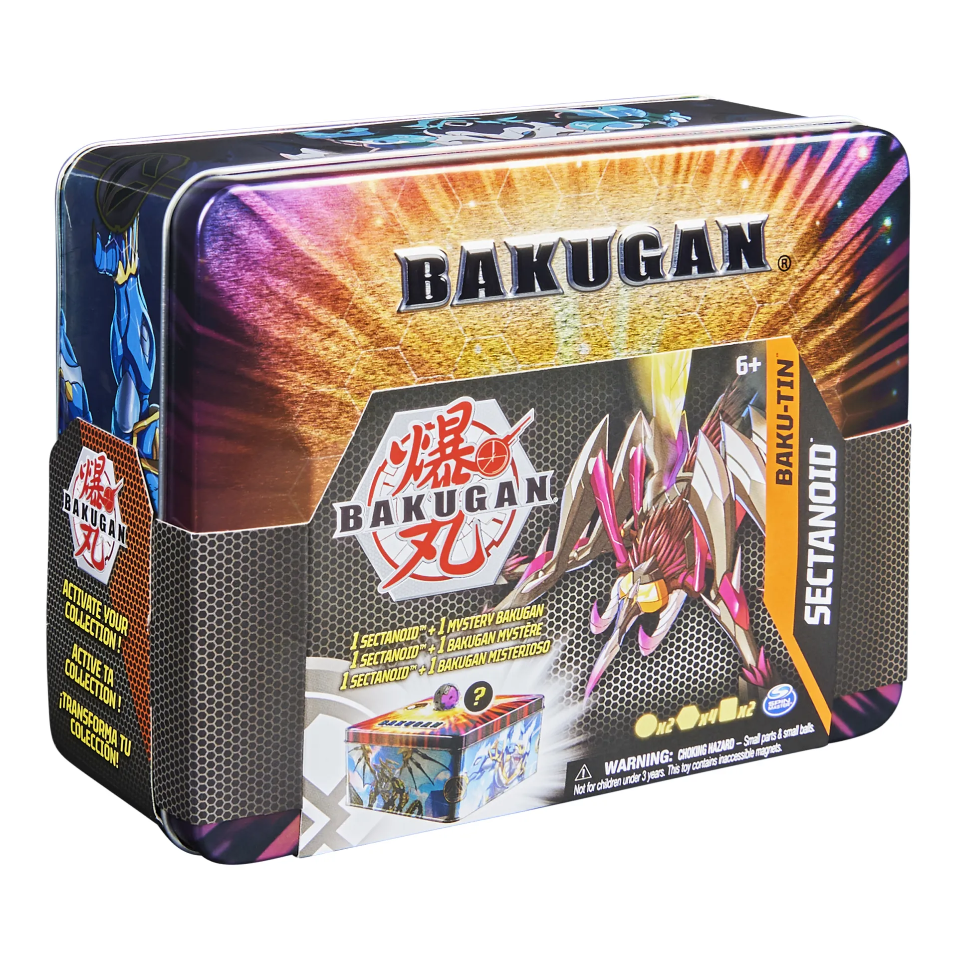Bakugan Baku-Tin, hochwertige Metall-Aufbewahrungsbox mit exklusivem Darkus Sectanoid und einem weiteren Überraschungs-Ball – Bild 6