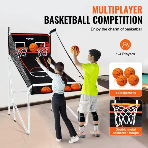 VEVOR 2,05 m Indoor-Basketballspiel für 2 Spieler, Basketballautomat, Baskeltballständer mit 4 Bällen & 8 Spielmodi & 2 Basketballkörben, Anzeigetafel & Aufblaspumpe, für Kinder, Erwachsene – Bild 4