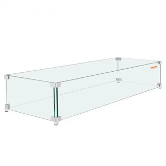 VEVOR Windschutz für Feuerstelle, 96,5 x 26,7 x 15,2 cm Glas-Windschutz, rechteckiger Glasschutz, 0,8 cm dicker Feuertisch, Flammenschutz aus klarem gehärtetem Glas, Baumgrubenschutz mit stabilen Füßen für Propan, Gas, Außenbereich VEVOR Windschutz für Feuerstelle, 96,5 x 26,7 x 15,2 cm Glas-Windschutz, rechteckiger Glasschutz, 0,8 cm dicker Feuertisch, Flammenschutz aus klarem gehärtetem Glas, Baumgrubenschutz mit stabilen Füßen für Propan, Gas, Außenbereich
