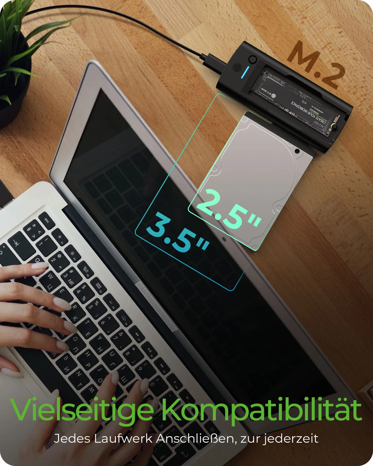 ICY BOX IB-180MS-C31 SSD Docking 1x 2,5″/3,5″ & 1x M.2 PCIe NVMe zu USB 3.2 Gen 2 10 Gbit/s, Werkzeuglos, ohne Netzteil, Kunststoff, schwarz ICY BOX IB-180MS-C31 SSD Docking 1x 2,5″/3,5″ & 1x M.2 PCIe NVMe zu USB 3.2 Gen 2 10 Gbit/s, Werkzeuglos, ohne Netzteil, Kunststoff, schwarz