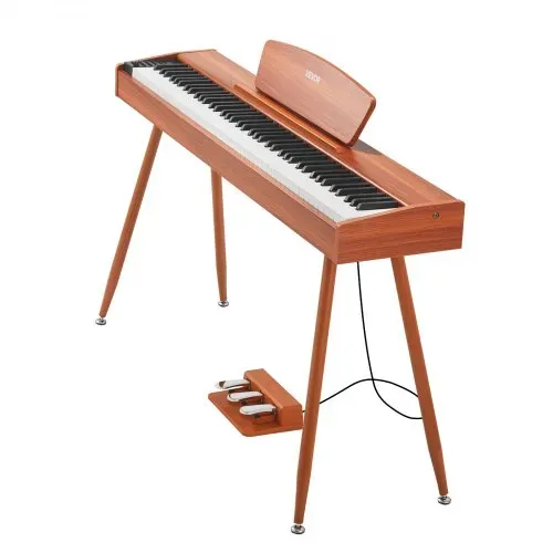 VEVOR Digitalpiano, 88 Tasten vollgewichtet anschlagdynamisch, E-Piano-Tastatur mit Notenständer, Dreifachpedal, Netzteil, 280 Töne, unterstützt kabellose Verbindung, für Anfänger, Holzfarbe – Bild 10