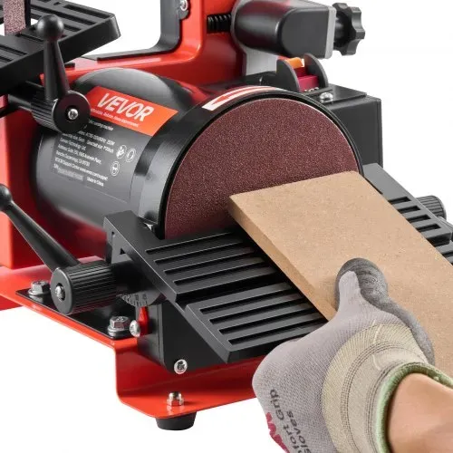 VEVOR Band-Tellerschleifer 250 W, 127 mm Tellerschleifer & 25,4x762 mm Bandschleifer, mit 0-45° verstellbarem Arbeitstisch & Staubabsauganschluss für Holzbearbeitung, Messerschärfen – Bild 10