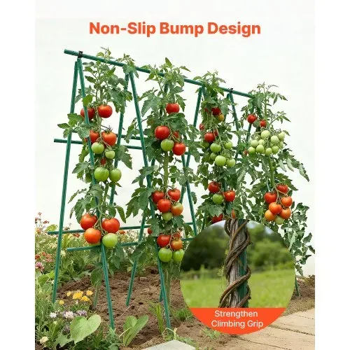 VEVOR Rankhilfe, 25er-Pack, Pflanzstab ⌀11x1800 mm, kunststoffbeschichtete Metall-Tomatenstäbe, Pflanzenstütze mit spitzem Ende & rutschfesten Noppen für den Anbau von Kletterpflanzen & Gemüse – Bild 4