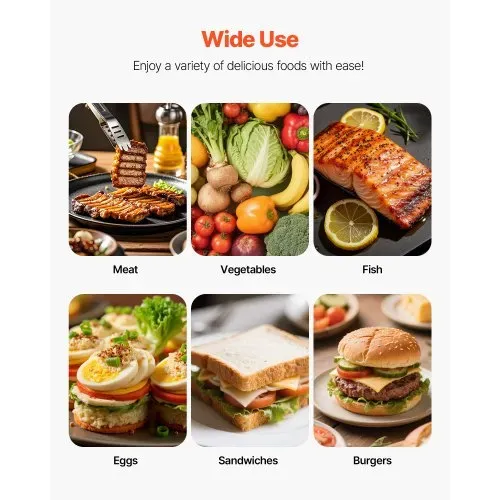 VEVOR kommerzieller Panini-Grill Kontaktgrill 3600 W für Sandwiches Steak Bacon Hamburger, Sandwichmaker Pressgrill aus Edelstahl mit Griff & Temperaturregelung & 48 x 23 cm Heizplatte, Paninipresse – Bild 5
