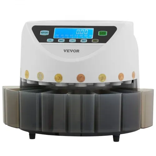 VEVOR Euro-Münzsortierer, Münzzählmaschine für 8 Arten von Euro-Münzen, Münzzählautomat für bis zu 850 Münzen, großes LCD-Display, Münzaufbewahrung inkl. 5 Münzröhren & 8 Münzboxen – Bild 9