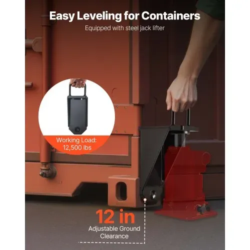 VEVOR 4 T Versandcontainer-Räder-Set mit 8 Ösen, robustes Versandcontainer-Zubehör mit Ratschen-Zurrgurt, bewegt sich 6 m bis 12 m, sicherer Transport für Dock, Lager, Baustelle, Schwarz – Bild 4