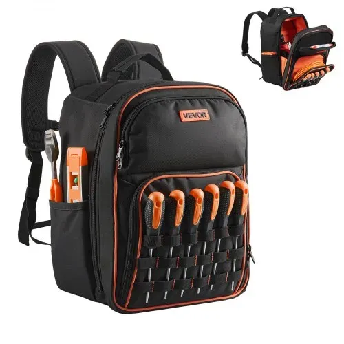 VEVOR Werkzeugrucksack, 49 Taschen, Werkzeug-Aufbewahrungs-Organizer, Backpack mit Laptopfach und verstärktem Stoffboden, Baustellenrucksack, Werkzeugtasche für Elektriker, Handwerker VEVOR Werkzeugrucksack, 49 Taschen, Werkzeug-Aufbewahrungs-Organizer, Backpack mit Laptopfach und verstärktem Stoffboden, Baustellenrucksack, Werkzeugtasche für Elektriker, Handwerker