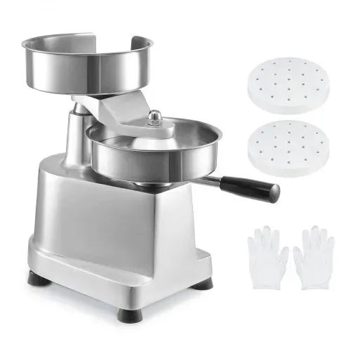 VEVOR Kommerzieller Burger-Patty-Maker, 150 mm/6 Zoll Hamburger-Rindfleisch-Patty-Maker, robuste, lebensmittelechte Edelstahlschüssel-Burgerpresse, Küchen-Fleischformmaschine mit 1000 Stück Patty-Papi – Bild 8