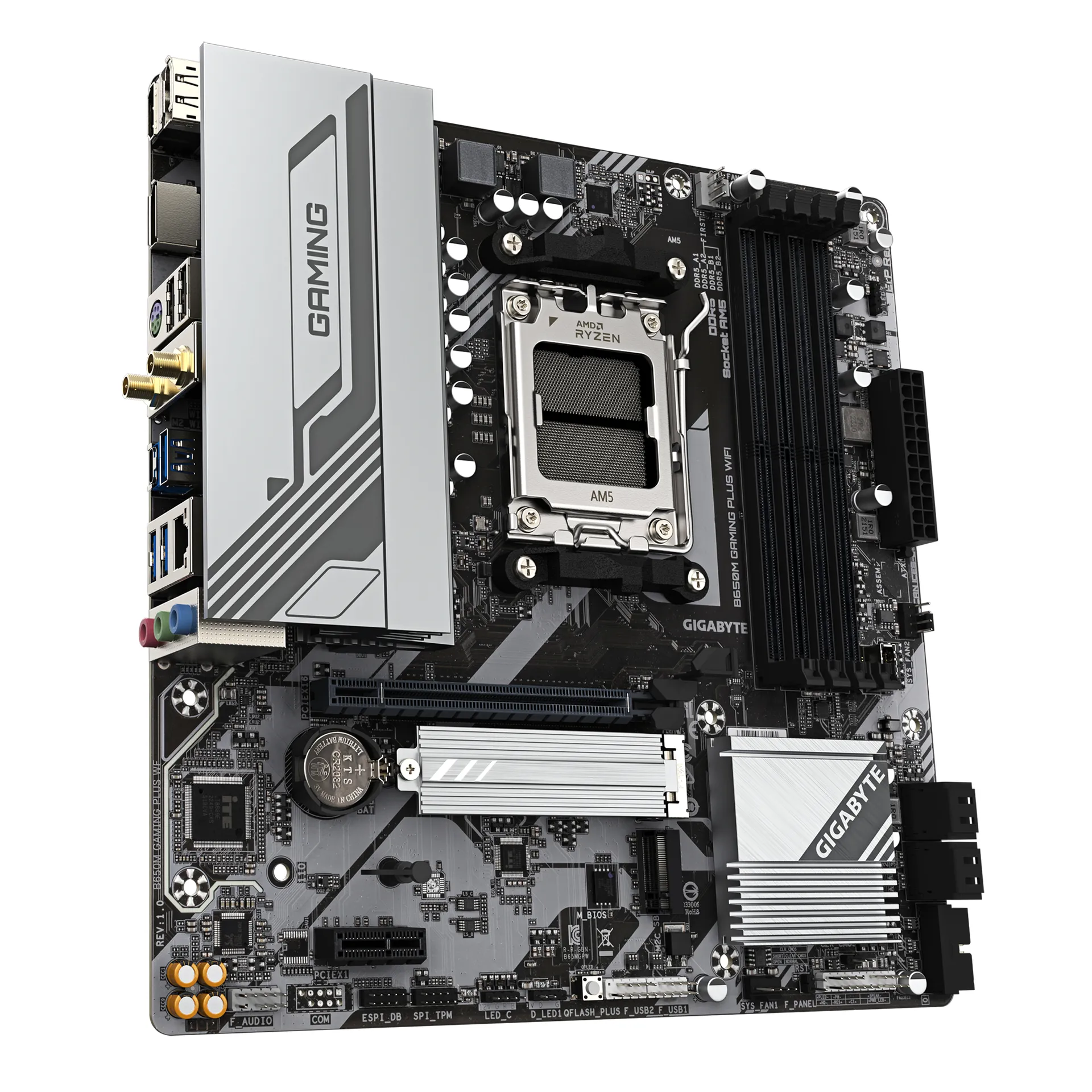 GIGABYTE B650M GAMING PLUS WIFI Mainboard – AMD Ryzen 9000 CPUs, 5+2+2 Phasen VRM, bis zu 8000 MHz DDR5, 2xPCIe 4.0 M.2, 2.5GbE LAN, WIFI 6E, USB 3.2 Gen 1 – Bild 3
