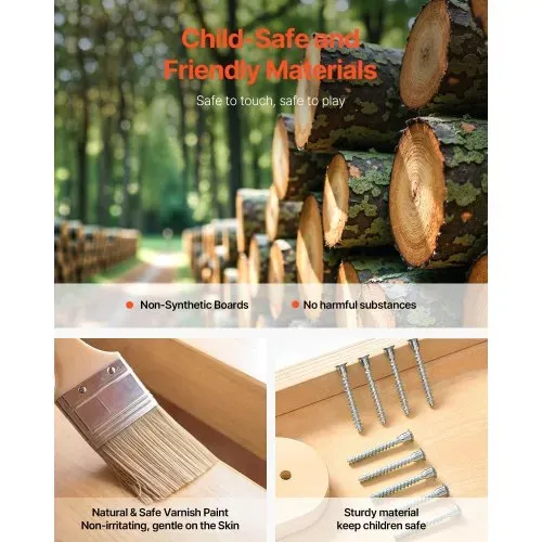 VEVOR Indoor Spielplatz Klettergerüst (8 in 1) aus Holz, 100 kg belastbares Montessori-Kletterspielzeug-Set mit Schaukeln/Klettergerüst/Rutschen/Holzleiter/Strickleiter/Kletternetz/Stange – Bild 2