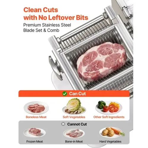 VEVOR Fleischschneidemaschine 850 W, Fleischschneider 5 mm Schnittstärke, Ideal zum Zerkleinern von Fleisch ohne Knochen & Weichem Gemüse, Schneidemaschine für Küche, Restaurant & Supermarkt – Bild 5