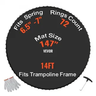 VEVOR Ersatz-Trampolinmatte Sprungmatte universell für rundes 426 cm Trampolin, verstärkte UV-beständige Matte mit Federwerkzeug & langlebigen V-Ringen, passend für Federlängen von 16,5 bis 17,8 cm VEVOR Ersatz-Trampolinmatte Sprungmatte universell für rundes 426 cm Trampolin, verstärkte UV-beständige Matte mit Federwerkzeug & langlebigen V-Ringen, passend für Federlängen von 16,5 bis 17,8 cm