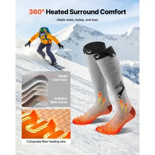 VEVOR Beheizte Socken, 6000 mAh Akkubetrieben, Wiederaufladbare Heizsocken mit 4 Heizstufen und APP-Steuerung, 40–70 °C Fußwärmer für Outdoor, Angeln, Camping, Wandern, Unisex – Bild 3