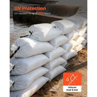 VEVOR Sandsäcke für Hochwasser, 200er-Pack, 400×660 mm, Gewebesäcke mit Bändern, 22,6 kg Tragkraft, Polypropylen-Hochwasssersandsäcke, reißfest & UV-beständig, für Hochwasserschutzbarrieren VEVOR Sandsäcke für Hochwasser, 200er-Pack, 400×660 mm, Gewebesäcke mit Bändern, 22,6 kg Tragkraft, Polypropylen-Hochwasssersandsäcke, reißfest & UV-beständig, für Hochwasserschutzbarrieren