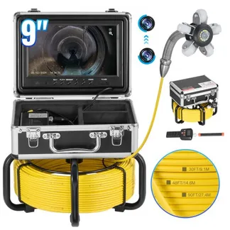 VEVOR Kanalkamera mit 512-Hz-Ortungsgerät, 50 m, selbstnivellierende Rohrinspektionskamera mit 9-Zoll-1080P-HD-Bildschirm, 36-fachem Zoom, Rohrkamera mit 12 LEDs, 32 GB SD-Karte, für Kanalrohre VEVOR Kanalkamera mit 512-Hz-Ortungsgerät, 50 m, selbstnivellierende Rohrinspektionskamera mit 9-Zoll-1080P-HD-Bildschirm, 36-fachem Zoom, Rohrkamera mit 12 LEDs, 32 GB SD-Karte, für Kanalrohre