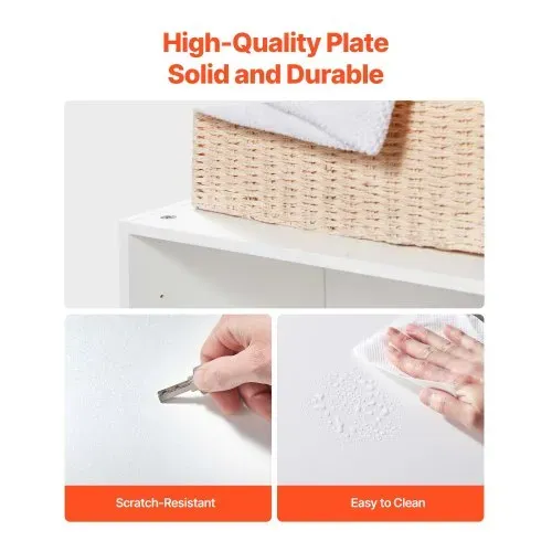 VEVOR Wandschrank für Waschküche, 2-stöckiger Wandhängeschrank mit verstellbarer Ablage, Küchenschrank mit2 Türen, für Küche Bad Wäscherei, 30 x 60 x 60 cm (T x B x H), Oberschrank Weiß – Bild 4
