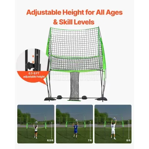 VEVOR Volleyball Trainingsnetz stufenlos höhenverstellbare Übungsausrüstung mit Ballrücklauf, 2,44 x 3,35 m tragbare Netzstation, einfache Einrichtung für den Innen- und Außenbereich im Garten – Bild 3