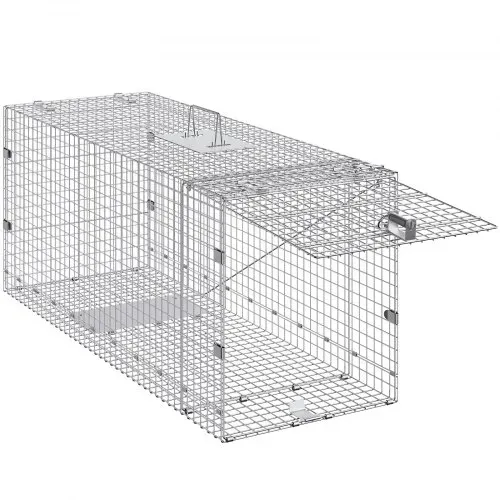 VEVOR Marderfalle, 1067 x 406 x 457 mm Lebendfalle aus verzinktem Eisen, faltbare Tierfalle mit Griff Drahtfalle für streunende Hunde, Gürteltiere, Waschbären, Murmeltiere, Füchse – Bild 8
